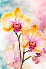 Wallpaper with orchid flowers. Art background with orchid flowers.