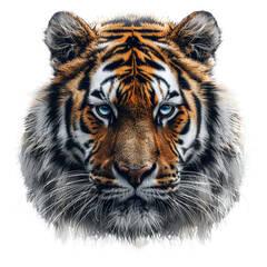 Obraz premium realistic face of tiger isolated on transparent background, element remove background, element for design
