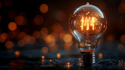 light bulb icon and business marketing strategy. isolated on black background,generative ai
