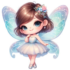 Watercolor Fairy Girl Clipart Magical Butterfly Fairies With Wings PNG Cute Fairy Garden Clipart For Scrapbooking Stickers Junk Journaling
