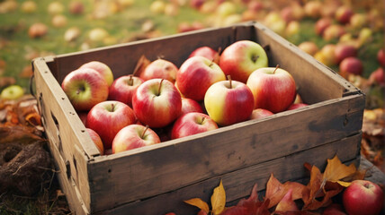 box of apples autumn harvest - 748883561