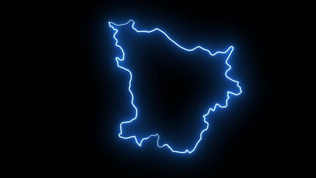 map of Annaba in algeria with glowing neon effect