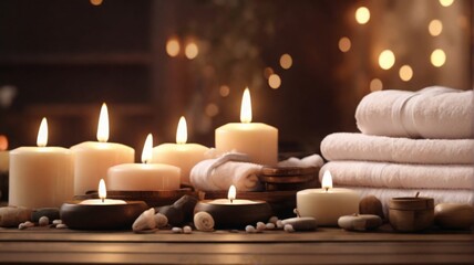 Spa, relaxation, candles, towels - 748884111