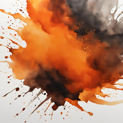 Dark gray and orange watercolor stain background
