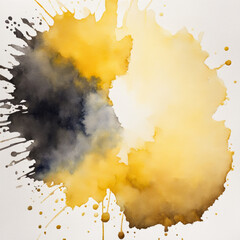 Black, yellow watercolor stain background