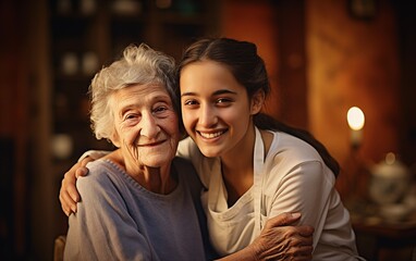 Donna anziana insieme a persona giovane