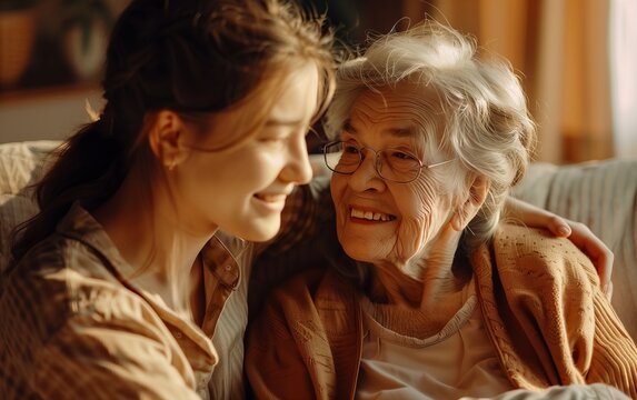 Donna anziana insieme a persona giovane