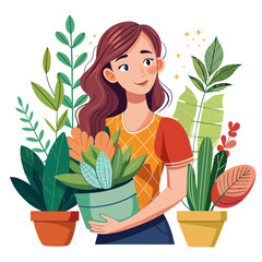 woman with a plant