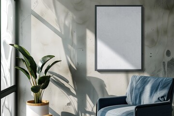 Wall art mockup minimalist Living: Wallart Horizontal Poster Frame Mockup in Modern Interior