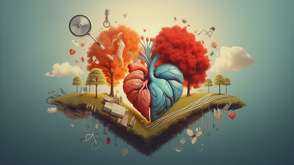 human heart with trees