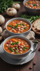 Photo Of Bean And Vegetable Soup On The Table.