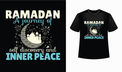 Islamic typography t shirt design 'Ramadan a journey of self discovery and inner peace' ramadan, islamic tshirt., ramadan tshirt design