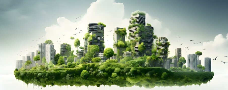 Balancing Technology and Nature in the Modern Urban Landscape. Concept Urbanization, Sustainable Development, Green Spaces, Technology Integration, City Planning