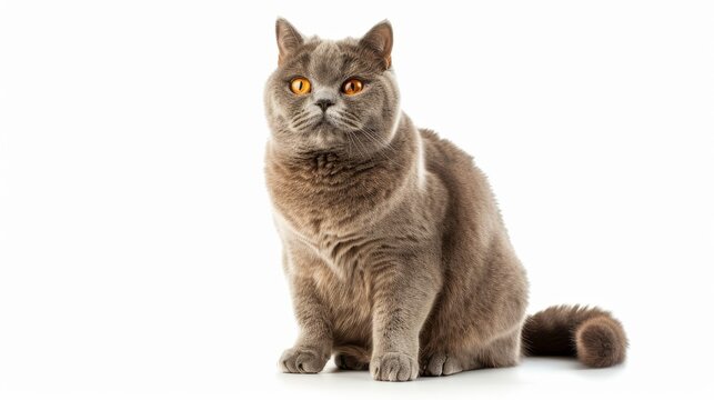 British Shorthair Cat with Striking Orange EyesBritish Shorthair Cat with Striking Orange Eyes