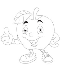 Funny fruits coloring page for kids and adults