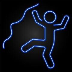 mountaineering neon sign, modern glowing banner design, colorful modern design trend on black background. Vector illustration.