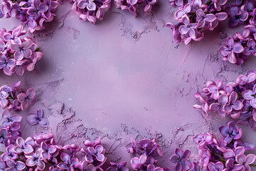 background frame made from lilac, top view, flat lay, studio light, copy space