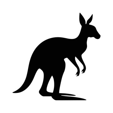 Kangaroo silhouette vector Kangaroo icon on a white background and vector illustration
