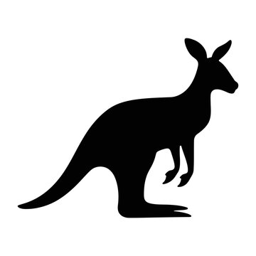 Kangaroo silhouette vector Kangaroo icon on a white background and vector illustration