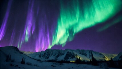 "A shimmering Aurora, gracefully embracing the Earth in a celestial dance. The ethereal lights paint the sky in mesmerizing hues of greens and purples, creating a breathtaking spectacle against the ba
