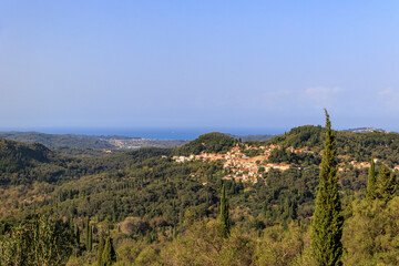  wooded mountains and olive plantations in the north of the island of Corfu