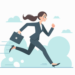 flat design illustration of business woman running for career