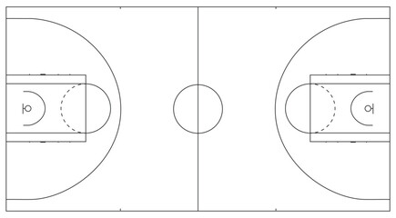 Horizontal Basketball Court with Line Pattern