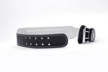 black leather Weightlifting Belt isolated