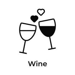 Wine glasses, toasting, premium icon of cheers in trendy style