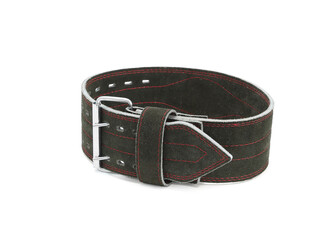 olive green suede leather wieght lifting belt isolated on white background