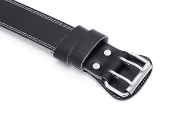 black leather Weightlifting Belt isolated