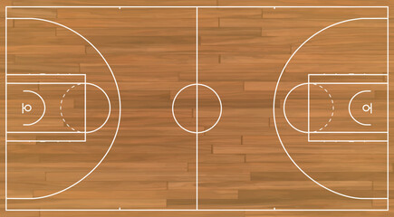 Horizontal Basketball Court with Line Pattern