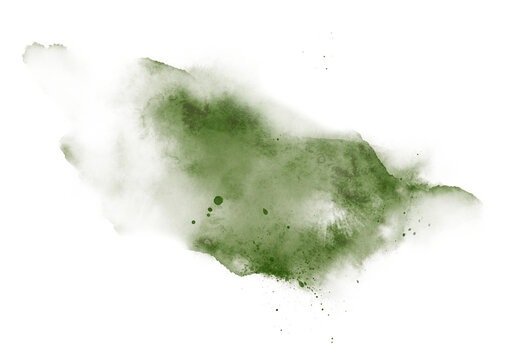 Watercolor abstract colourful green wash. Splashing hand drawn painting.