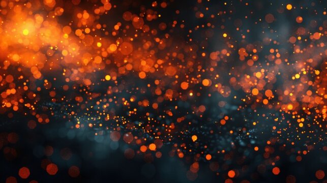 Close up of blurred fire embers particles on black background. generative AI image