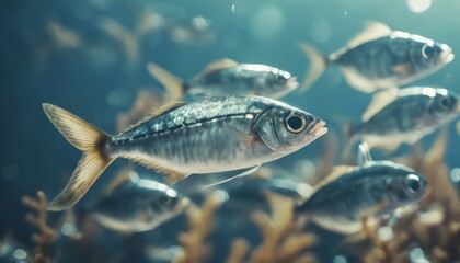 Fototapeta premium Shoal of fish mackerel scad (Decapterus macarellus) 