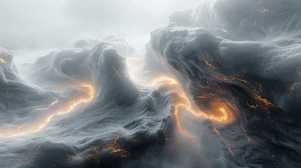 Fotobehang Mountain Erupting With Fire © Usman