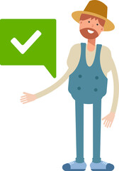 Farmer Character and Check Mark
