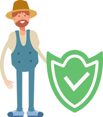 Farmer Character and Check Mark Shield
