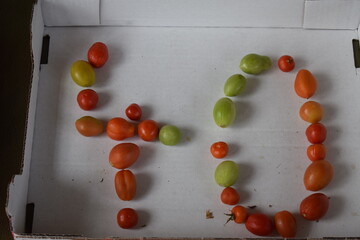 number 40 formed from tomatoes