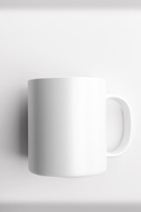 Blank coffee or tea cups with handle. Mug made of Porcelain, 3D illustration.