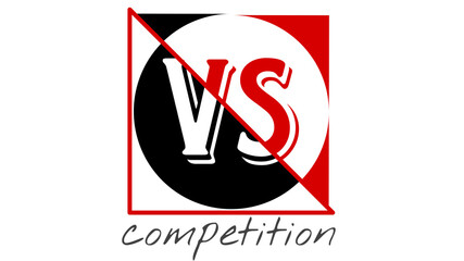 a white background with the word vs in red and black