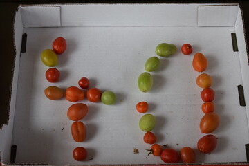 number 40 formed from tomatoes