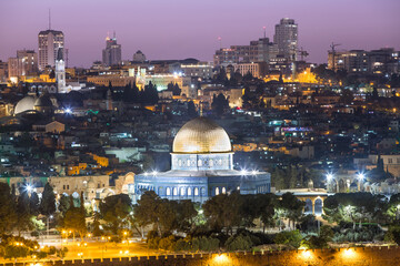 Fototapeta premium Panorama of Jerusalem at night, Israel