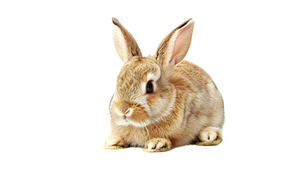 Brown Rabbit Sitting on Top of White Floor, cut out Easter symbol