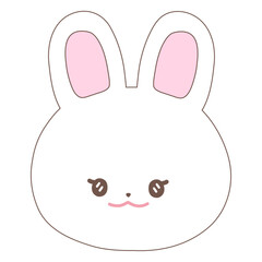 Cute rabbit bunny face icon illustration isolated
