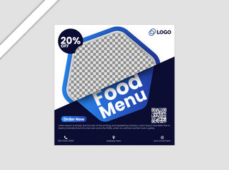 Food social media banner design template. Burger social media post vector illustration. Square size.

