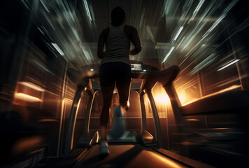 a person on a treadmill in motion blur - obrazy, fototapety, plakaty