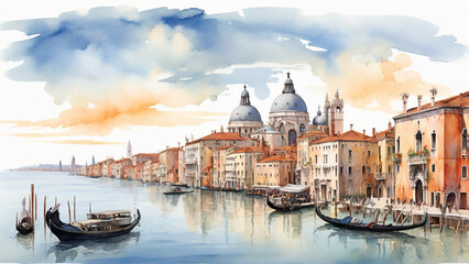 Aquarellzeichnung von Venedig - obrazy, fototapety, plakaty