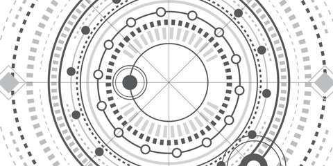 Hud Futuristic .Technical drawing.Electronic interface of the future . Fantastic circle .Drawing details .Vector illustration .