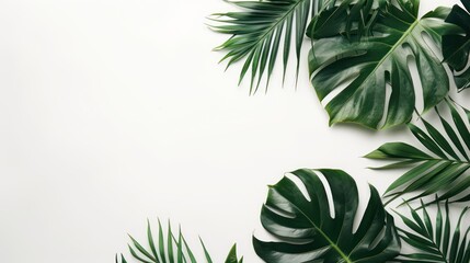 leaves background on pure white whit copy space